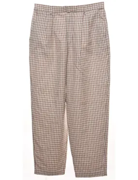 Checked Brown & White Tapered Trousers - W30 L30