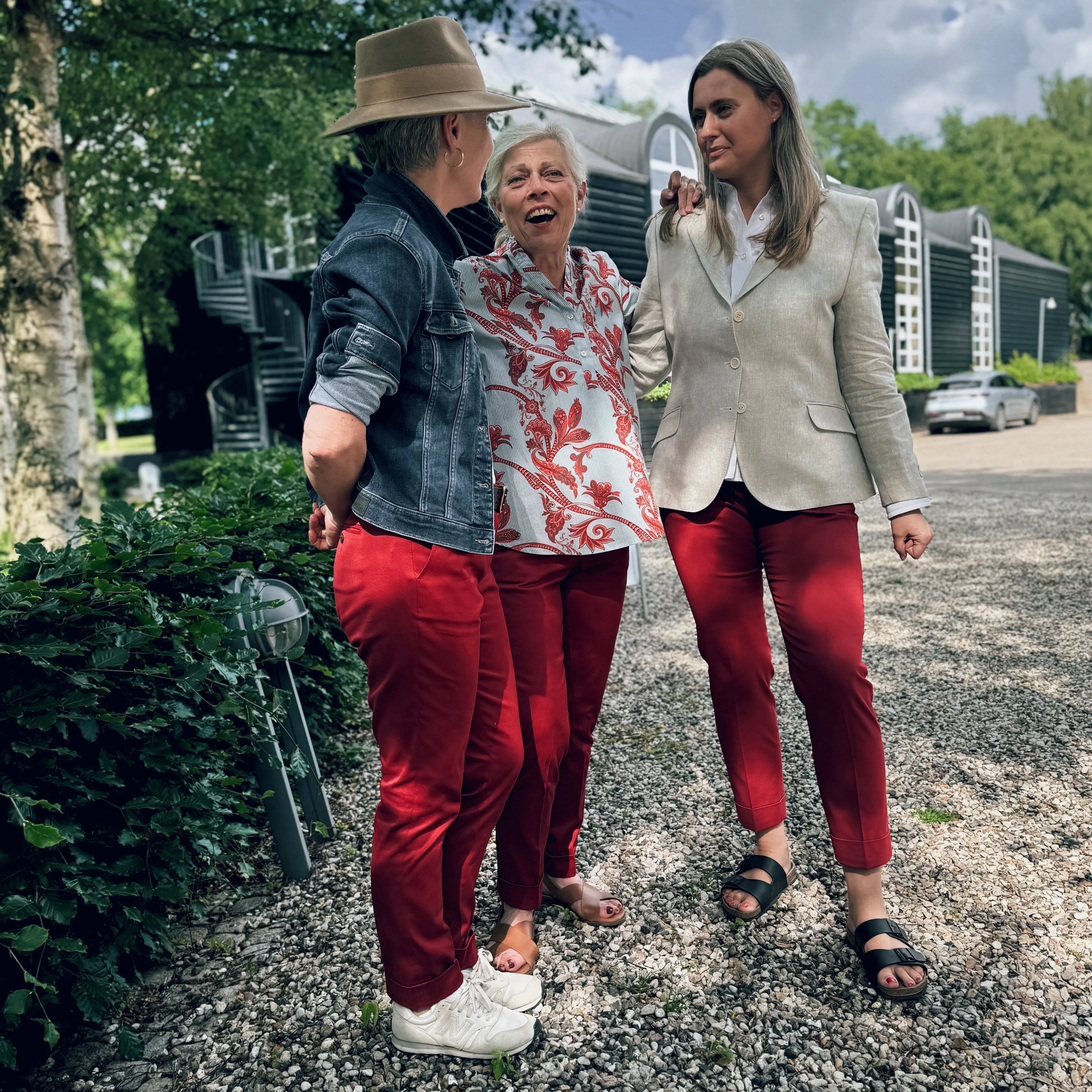 Chinos med opslag, dame, rød