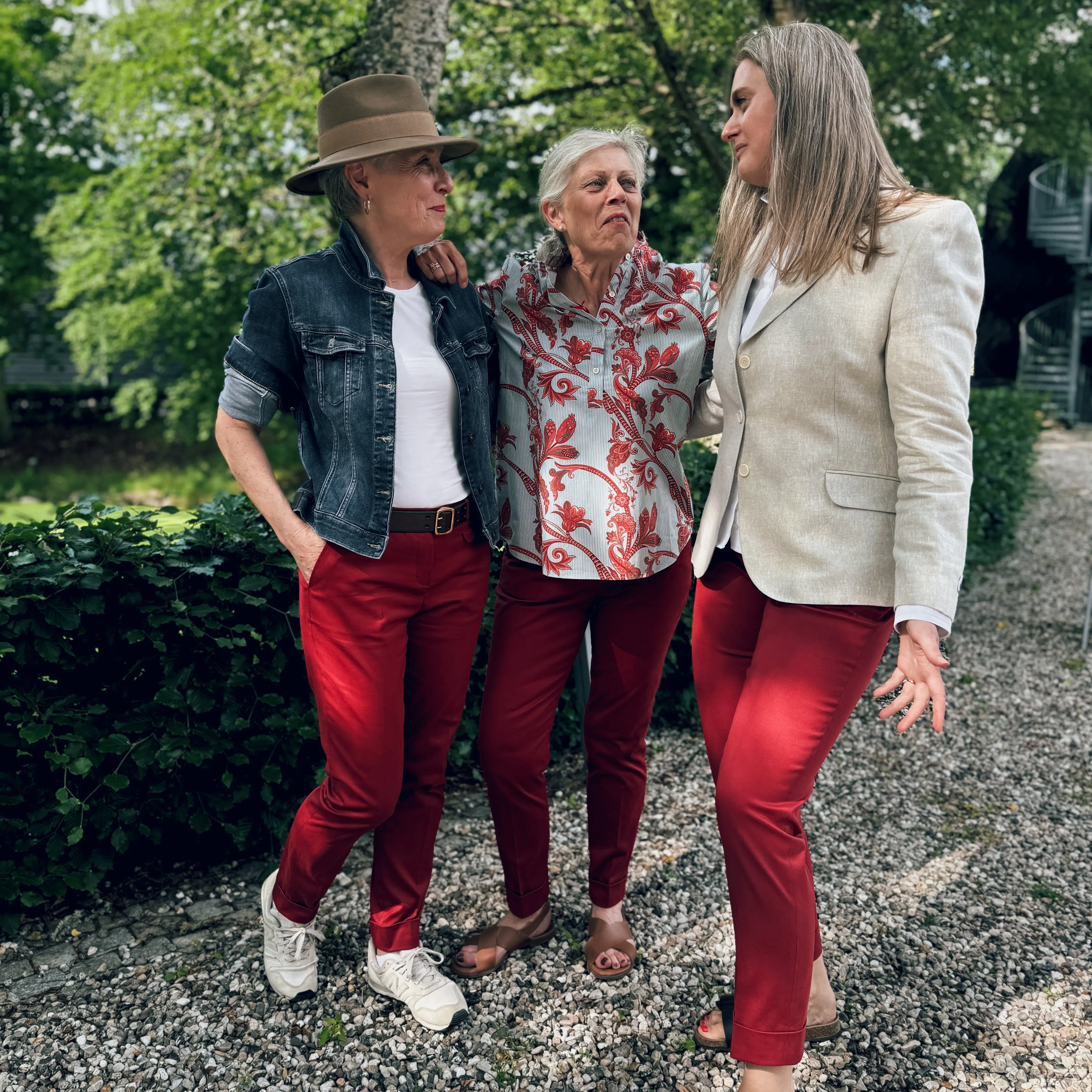 Chinos med opslag, dame, rød
