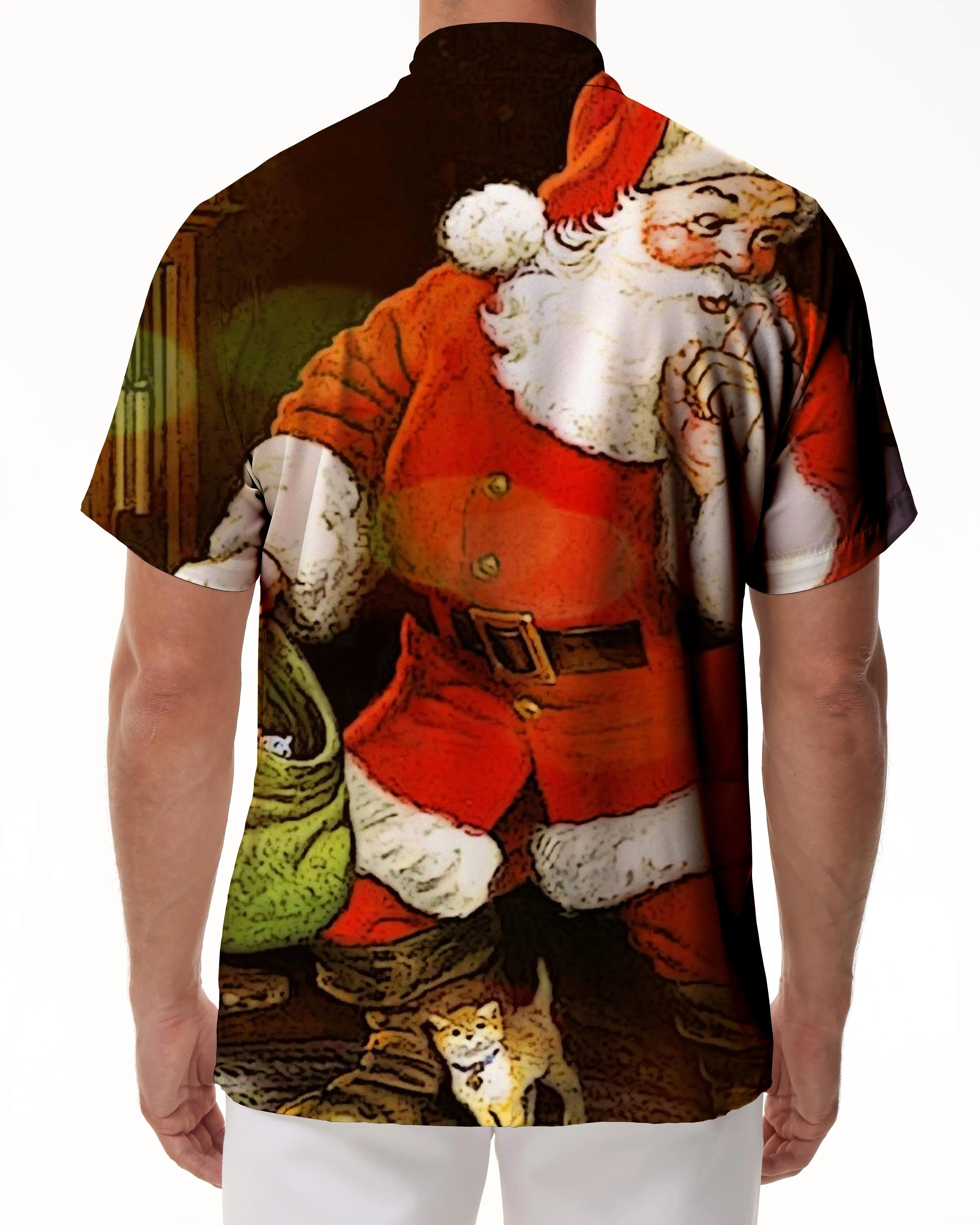 Christmas Men's Santa Claus Printed Shirt Casual Daily Travel Summer Lapel Short Sleeve