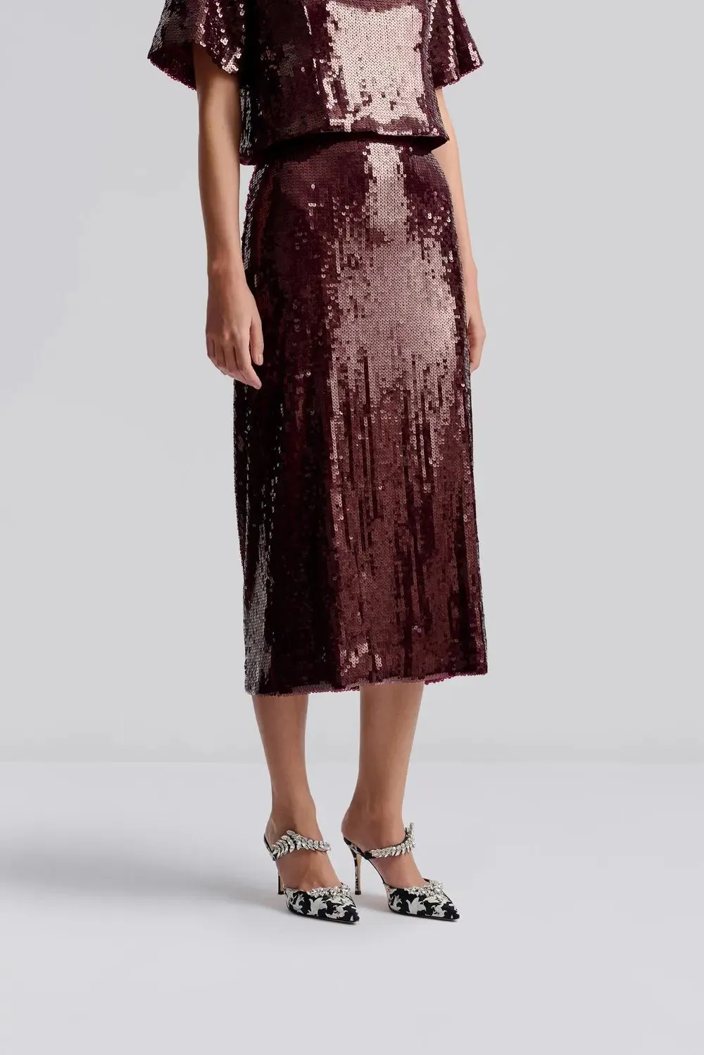 Clarisse Sequin Skirt Deep Red