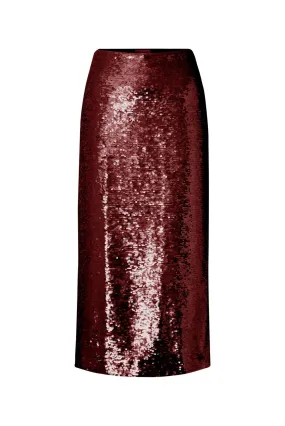 Clarisse Sequin Skirt Deep Red