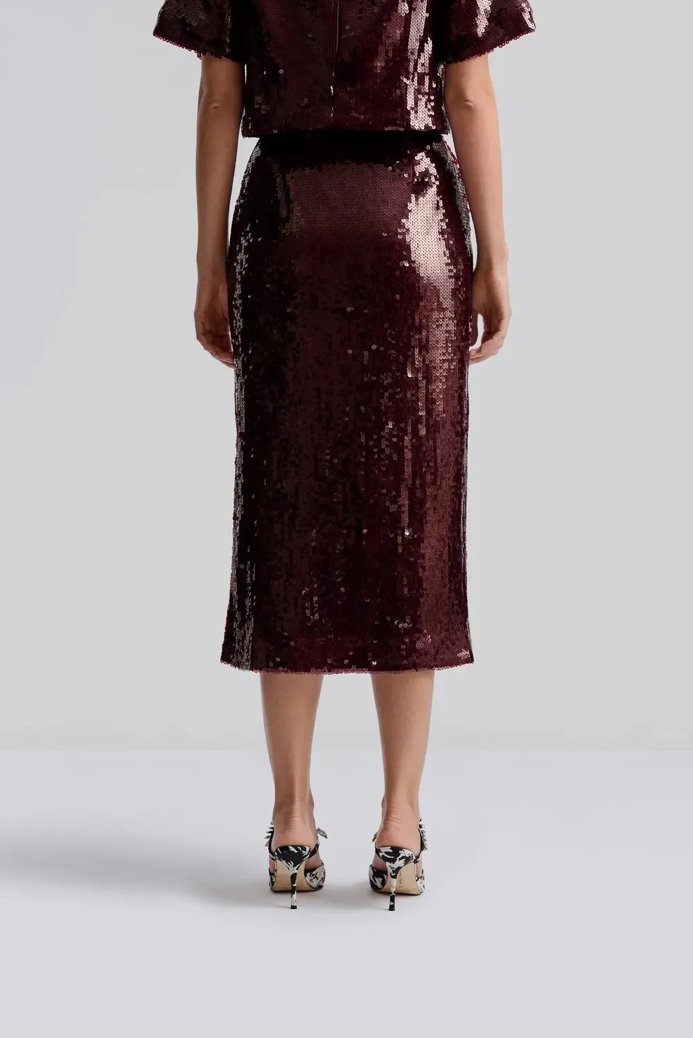 Clarisse Sequin Skirt Deep Red