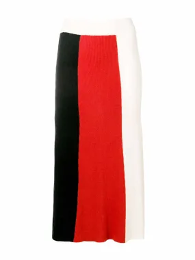 Colour block ribbed knit skirt