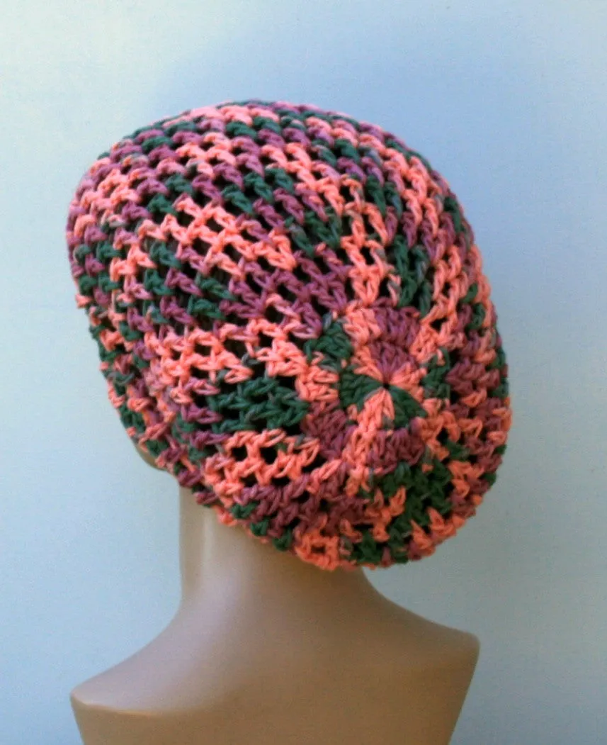 Coral reef cotton slouchy beanie, dread tam hat summer beanie