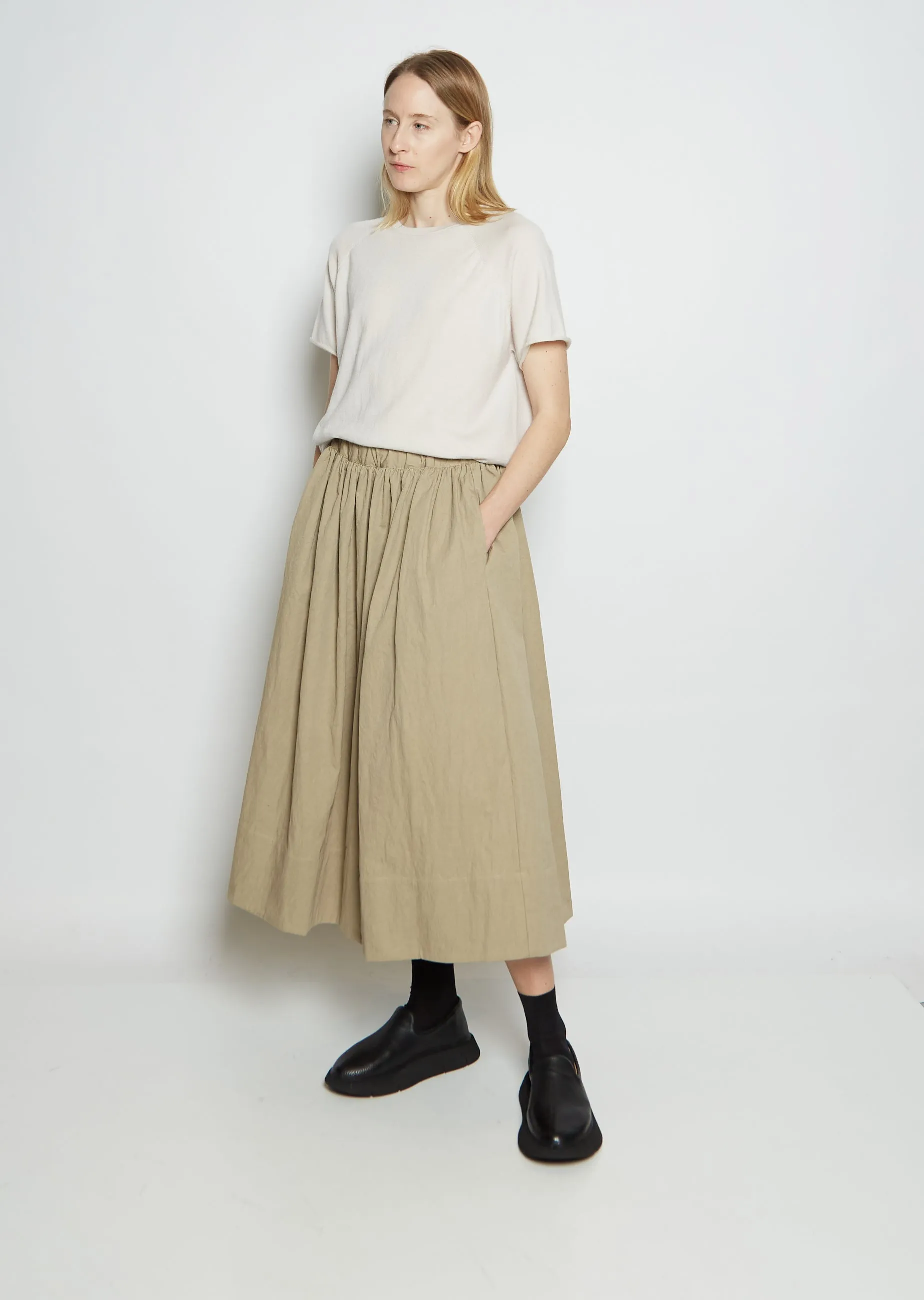 Cotton Blend Classic Gathered Skirt