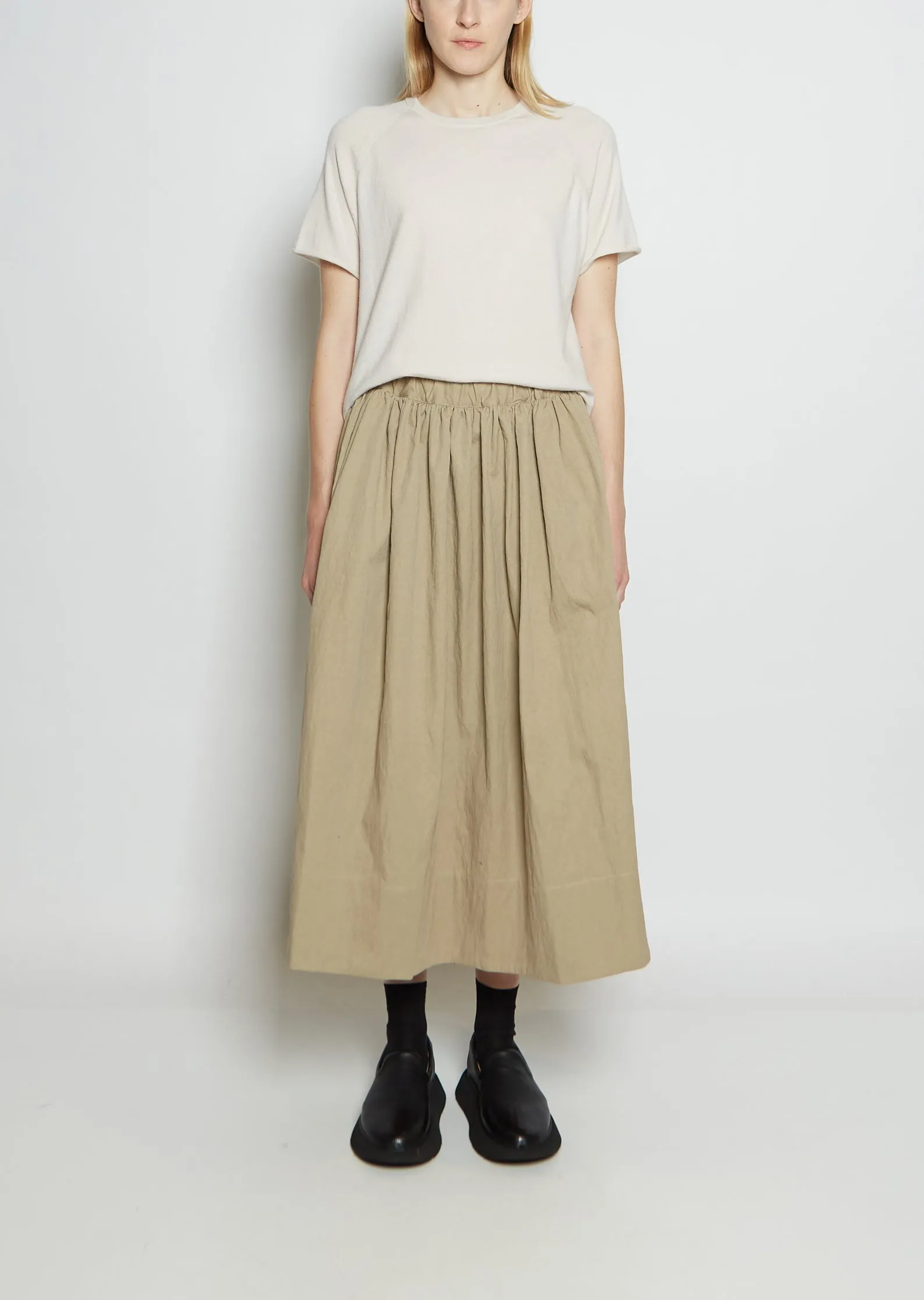 Cotton Blend Classic Gathered Skirt