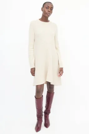 Cream Cashmere & Wool Ribbed Dress
