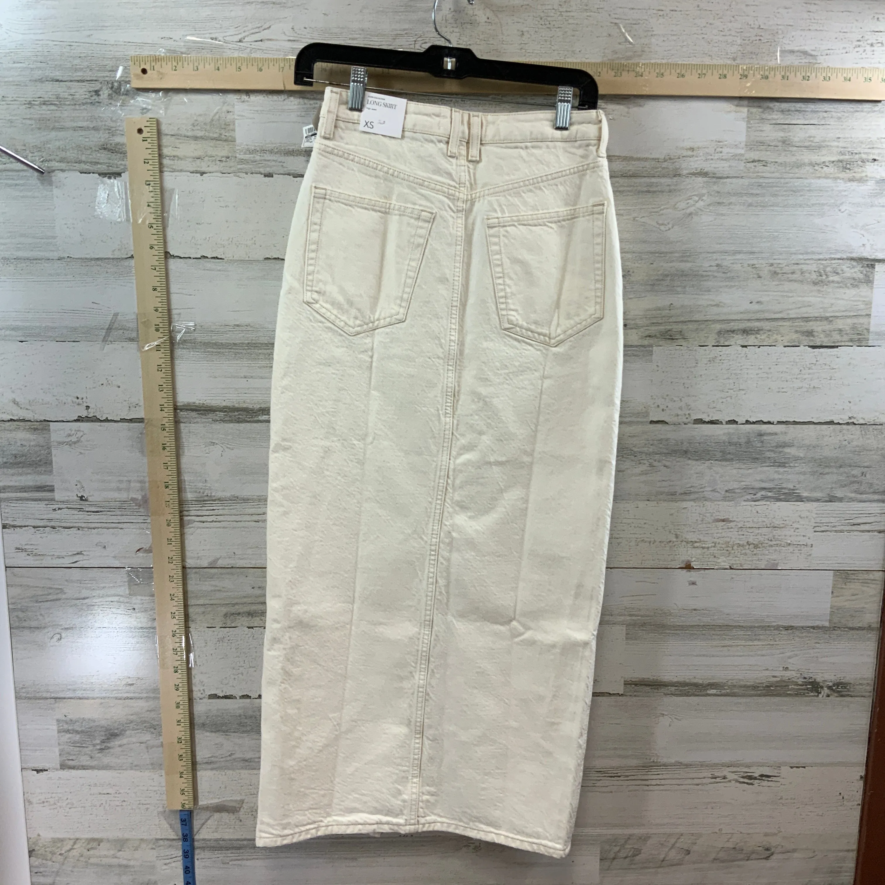 Cream Denim Skirt Maxi Mng, Size Xs
