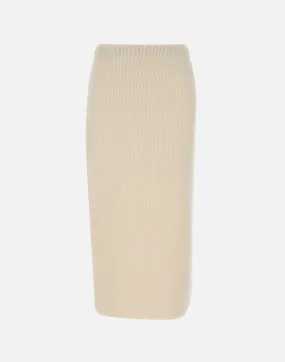 Cream Wool Mohair Silk Cashmere Skirt