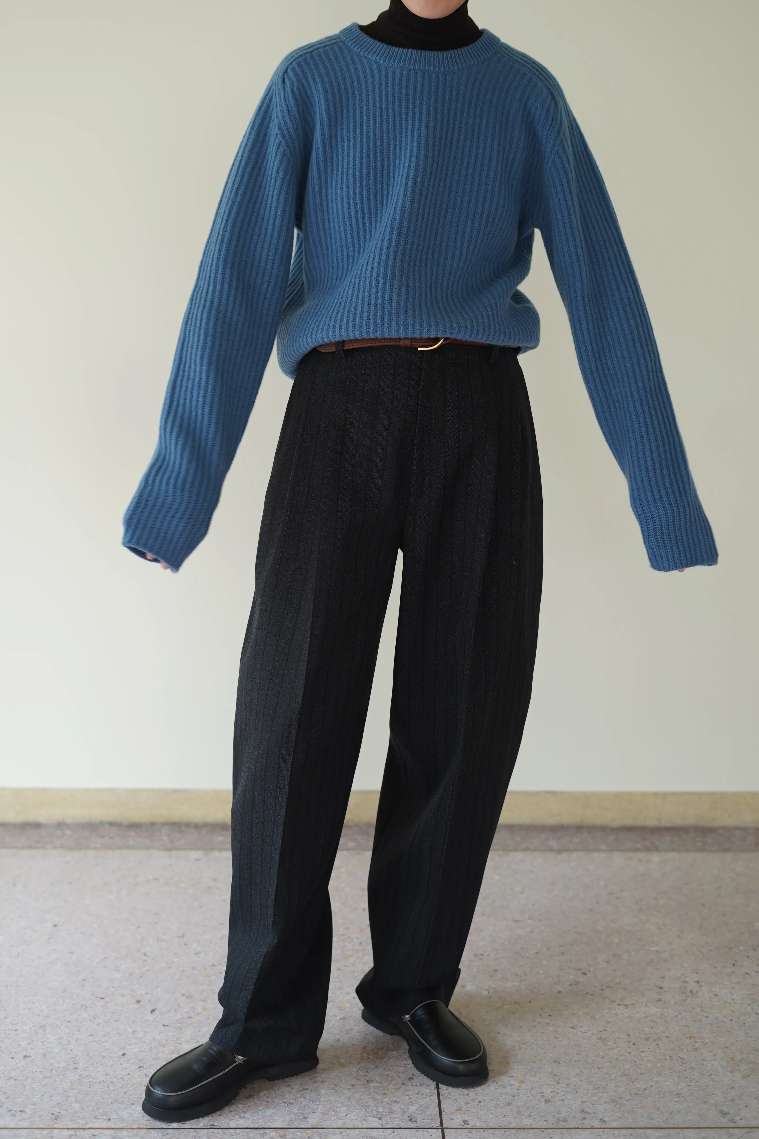 CRISTASEYA<br>CASHMERE & WOOL MAXI RIBBED RAGLAN SWEATER