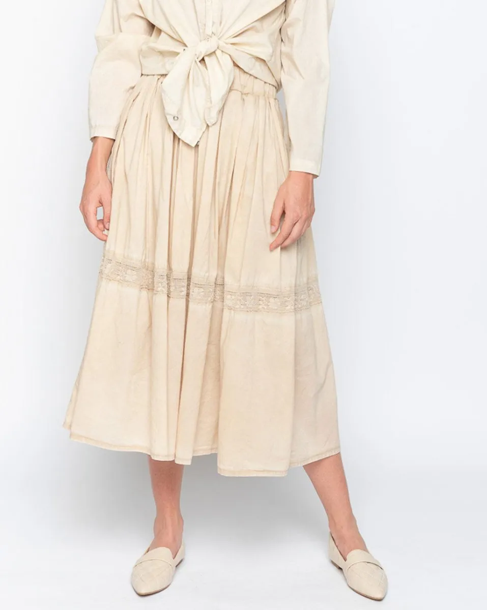 Crochet Striped Drawstring Maxi Skirt