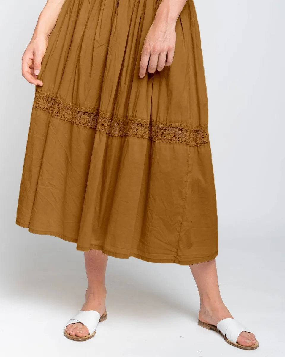 Crochet Striped Drawstring Maxi Skirt