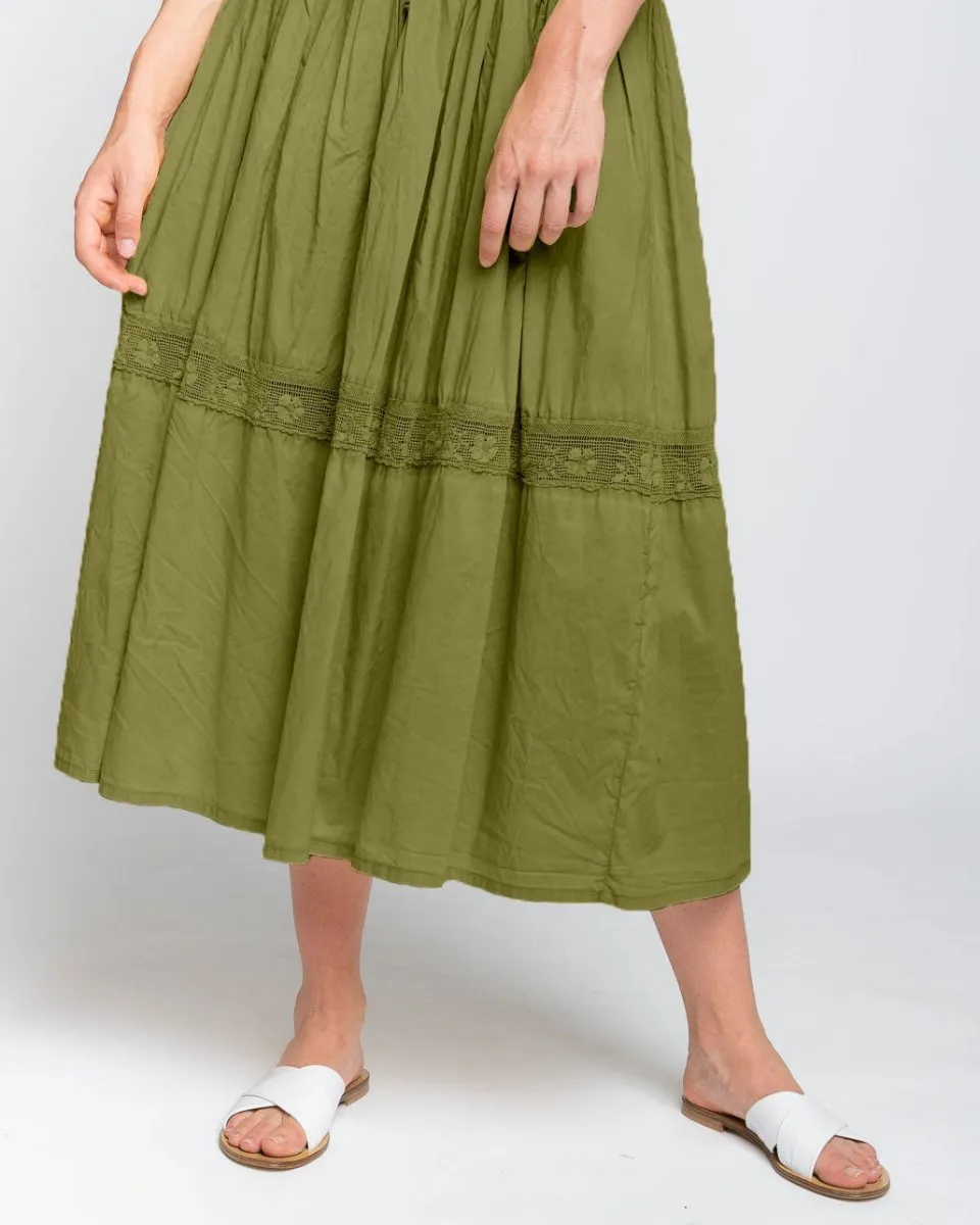 Crochet Striped Drawstring Maxi Skirt
