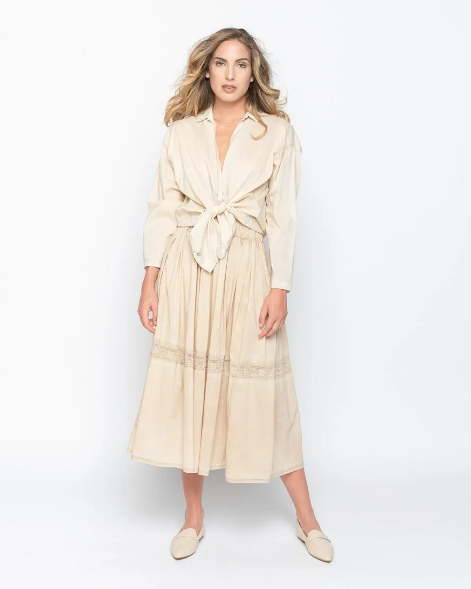 Crochet Striped Drawstring Maxi Skirt