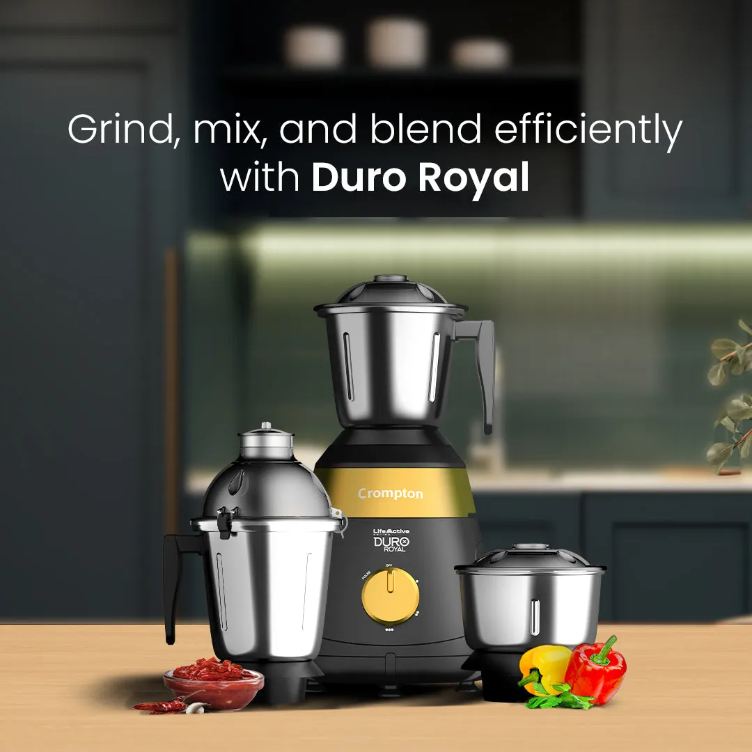 Crompton Duro Royal 750W, Mixer Grinder, 3 Stainless Steel Jars