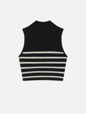 Cropped Cashmere Mockneck -- Black Multi