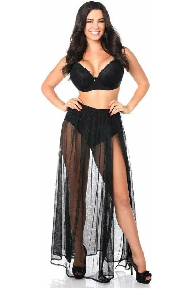Daisy Corsets Black Sheer Glitter Skirt