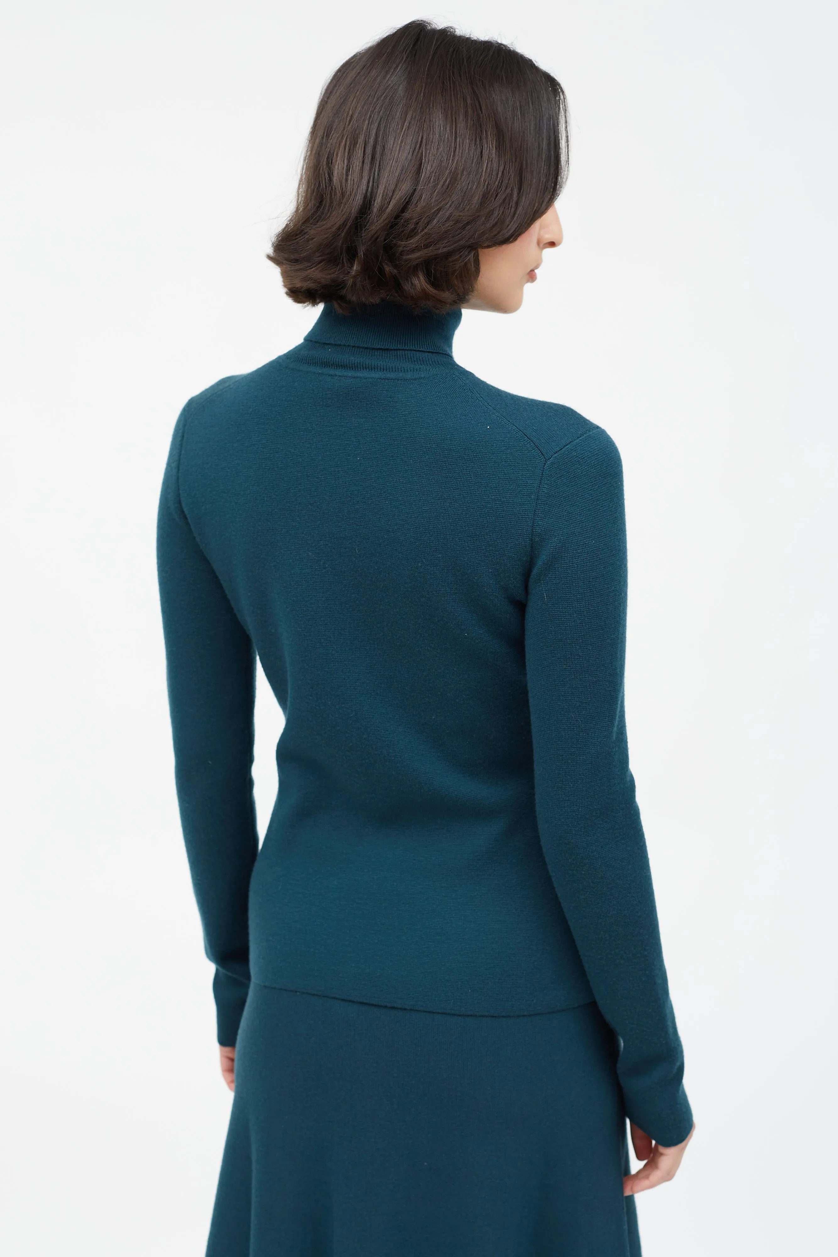 Dark Green Cashmere Blend Skirt Set