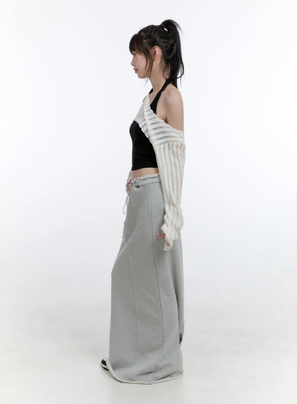 Distressed Sweat Maxi Skirt CG413