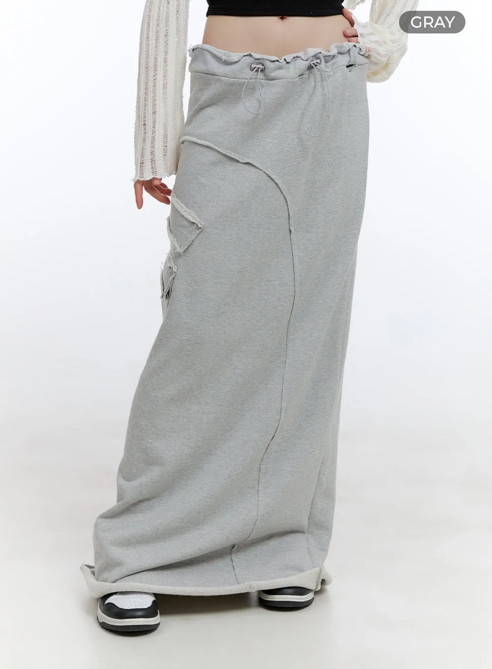 Distressed Sweat Maxi Skirt CG413