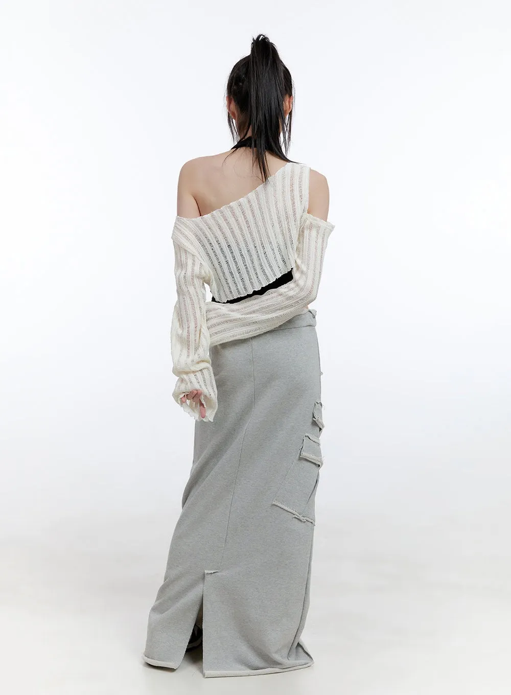 Distressed Sweat Maxi Skirt CG413