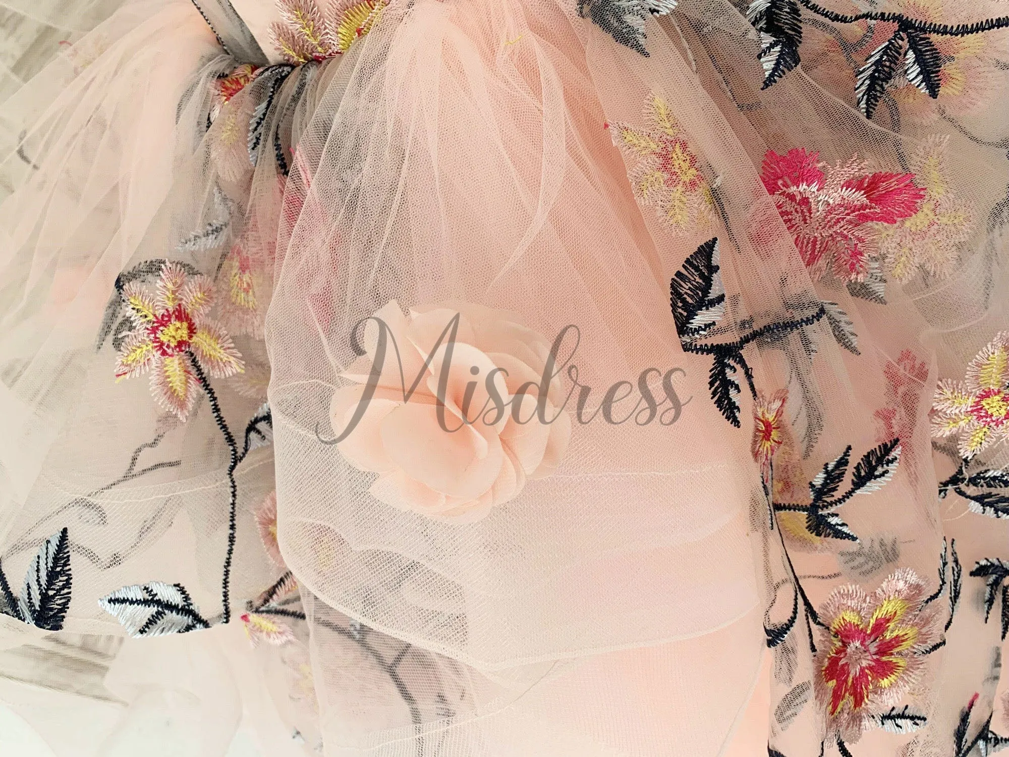 Embroidery Lace Tulle Cap Sleeves Keyhole Back Wedding Flower Girl Dress