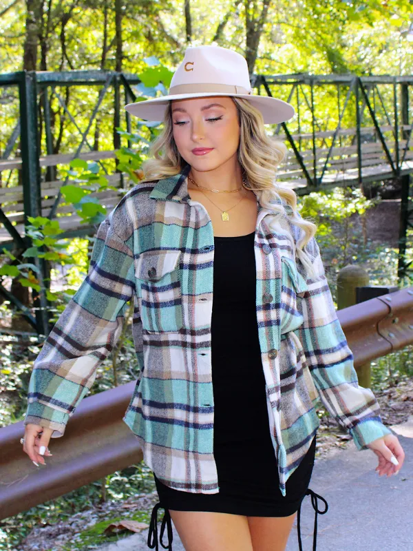 Fall Fanatic Plaid Shacket, Green