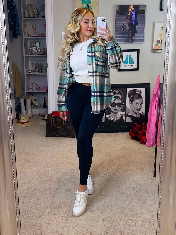 Fall Fanatic Plaid Shacket, Green