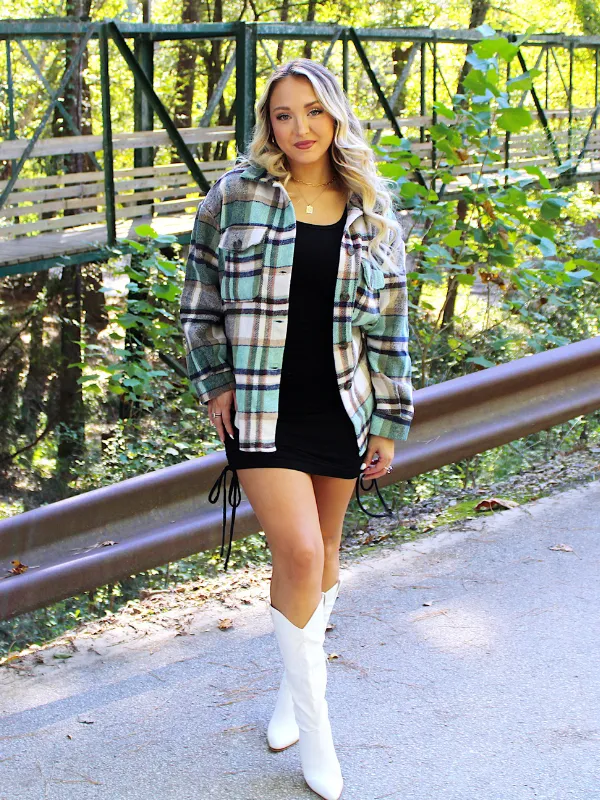 Fall Fanatic Plaid Shacket, Green