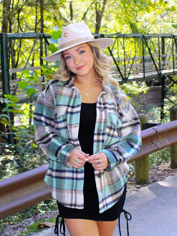 Fall Fanatic Plaid Shacket, Green