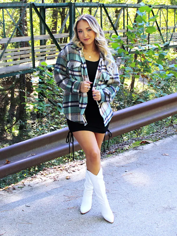 Fall Fanatic Plaid Shacket, Green