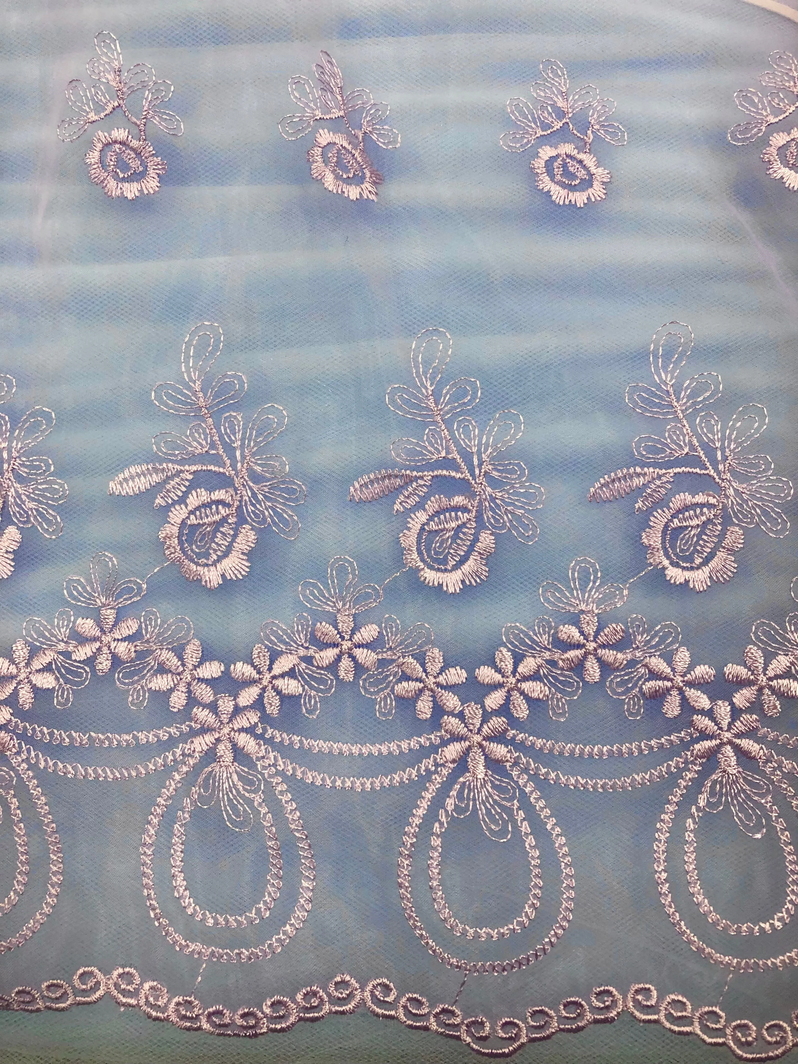 Fancy Organza - 52-inches Wide Lavender Embroidered