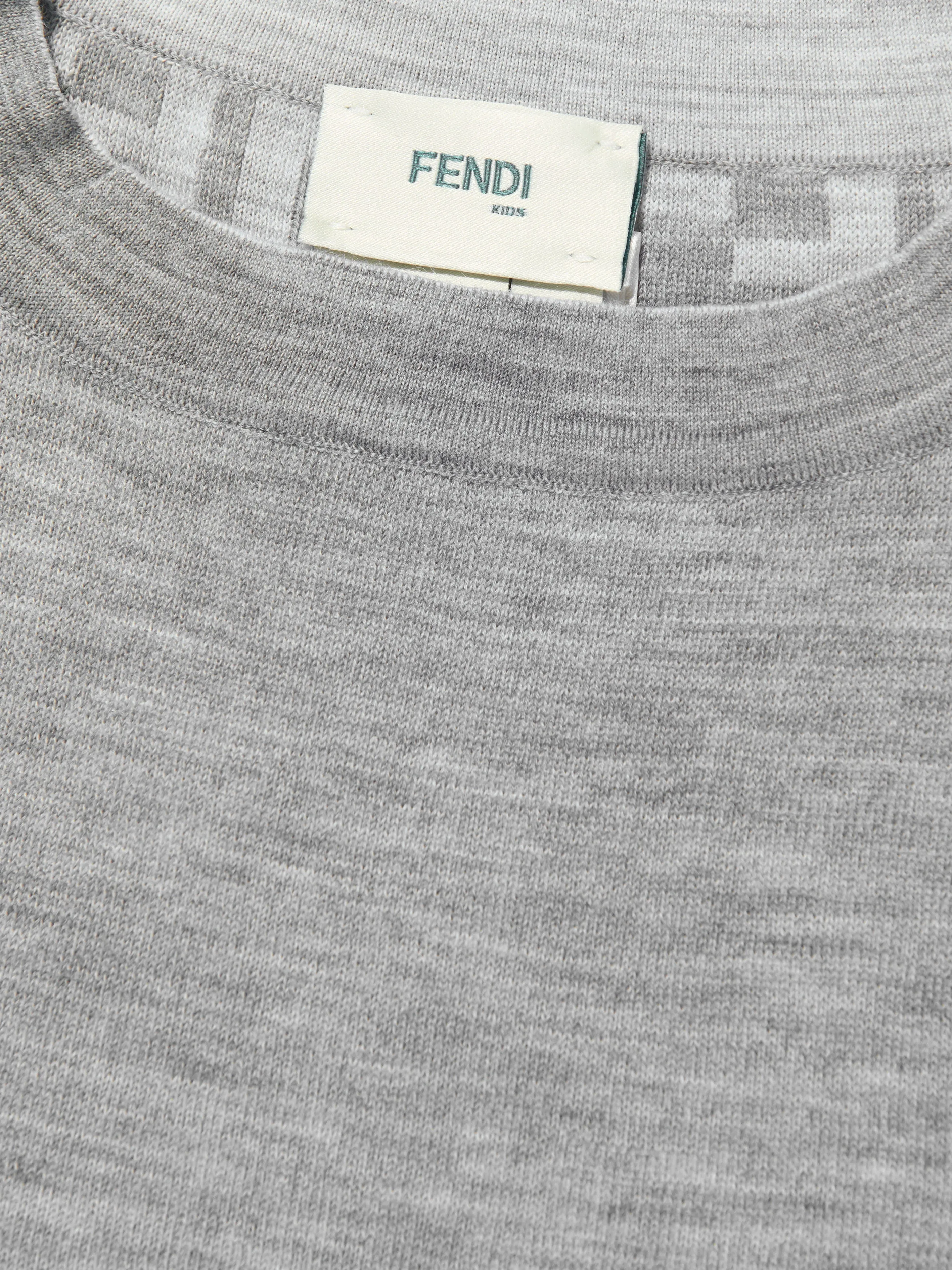 Fendi Girls Knitted FF Logo Jumper in Grey