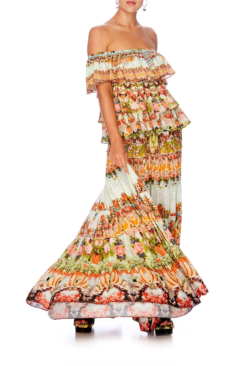 FRILLED DROP SHOULDER TOP SAMBA SALADA