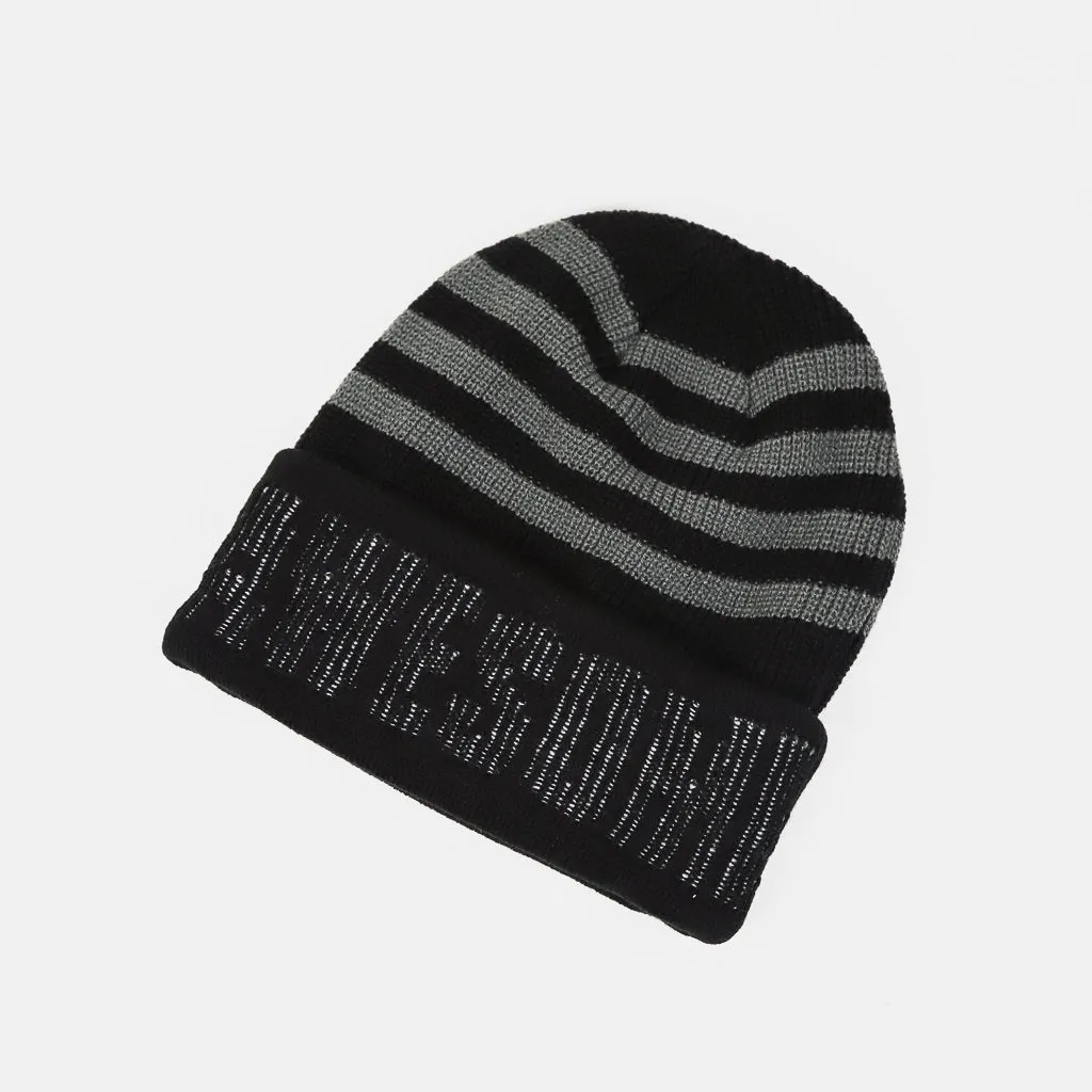 Fucking Awesome - FA World Striped Cuff Beanie - Black / Grey