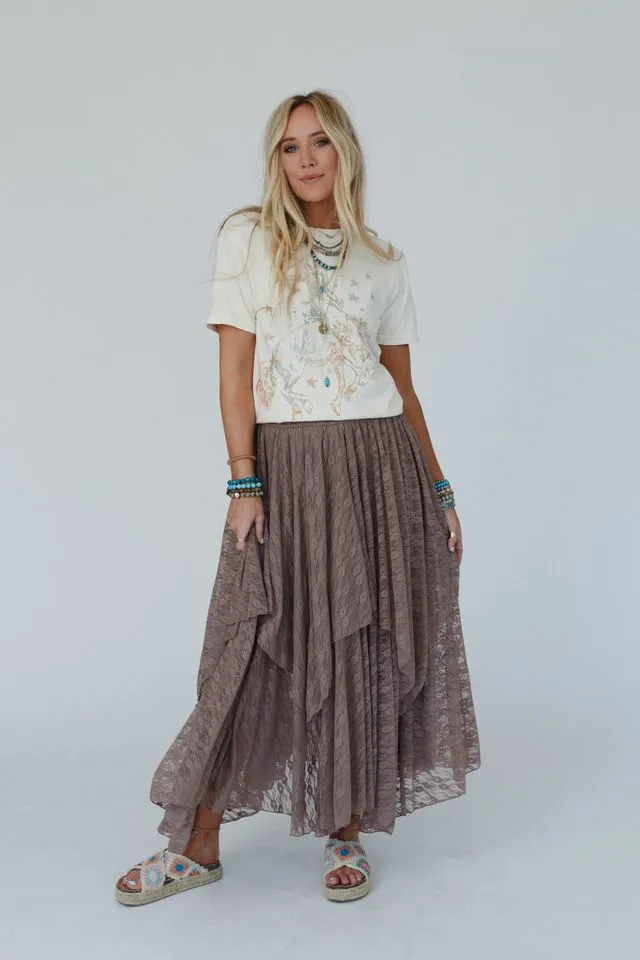 Graceful Lily Lace Maxi Skirt - Mushroom