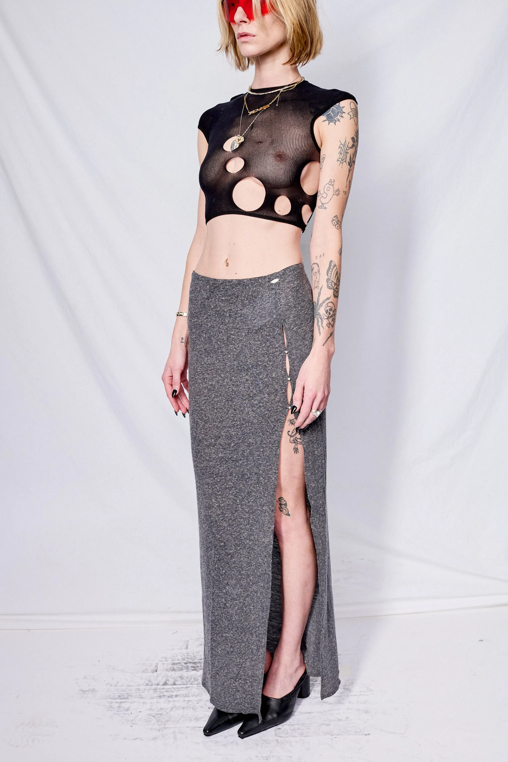 Granite Slit Maxi Skirt