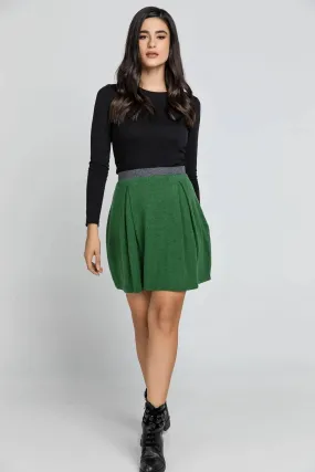 Green Mini Skirt Dark Grey Waistband