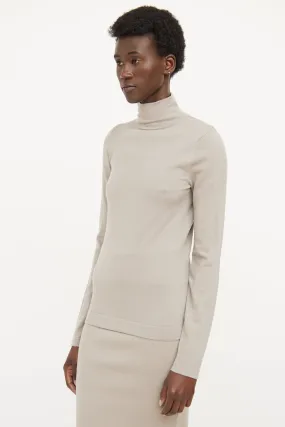 Grey Cashmere Knit Turtleneck Top
