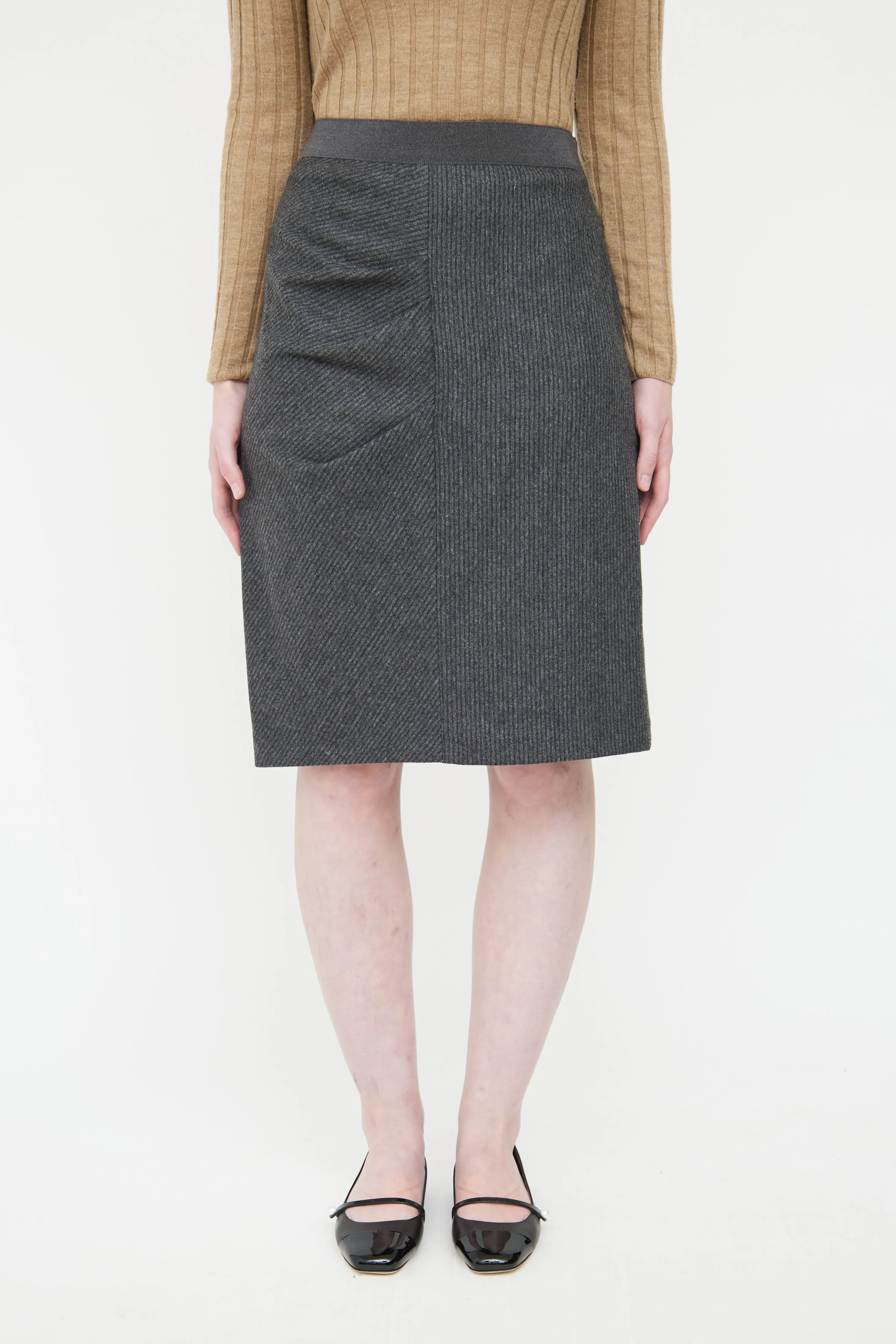 Grey Wool Gathered Skirt