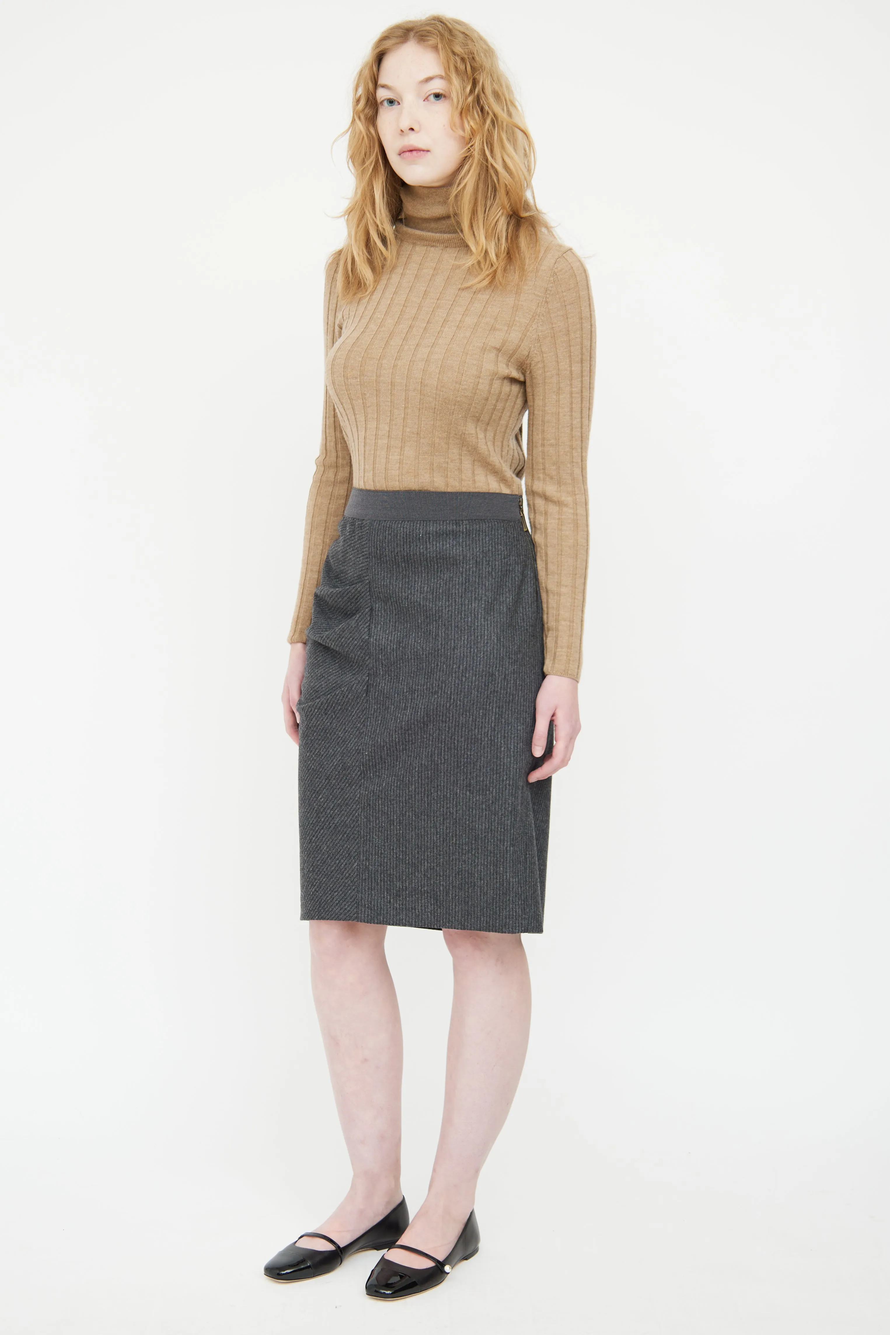 Grey Wool Gathered Skirt
