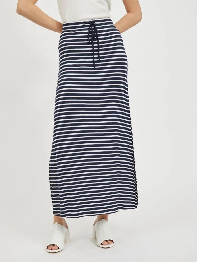 Hannah Maxi Skirt (Navy Stripe)