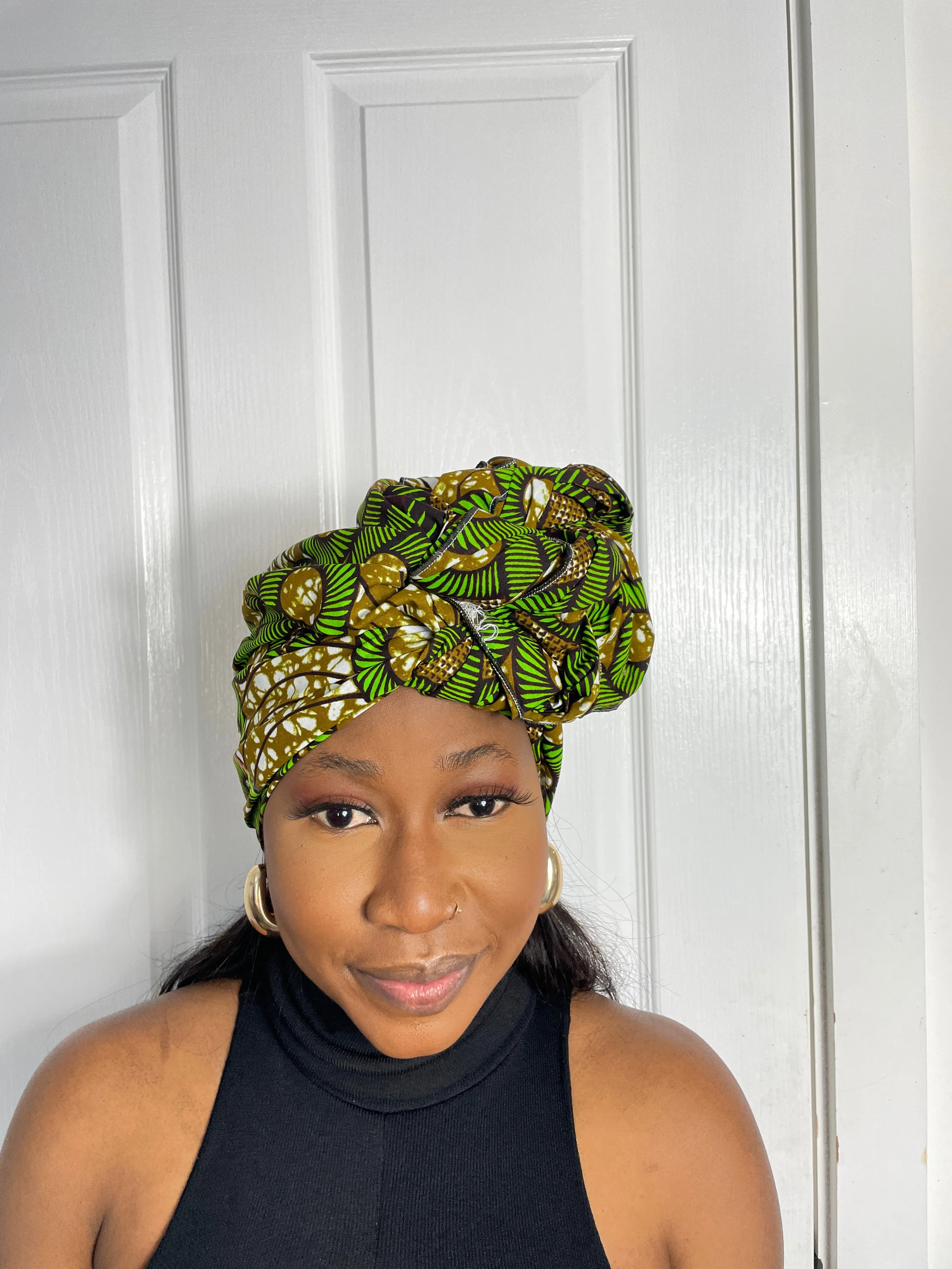 Hawa Green and Brown Ankara Headwrap/Scarf