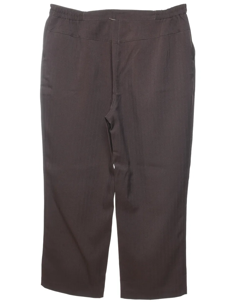 High Waist Dark Brown Cropped Trousers - W37 L28