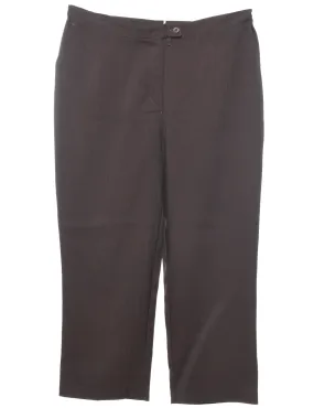High Waist Dark Brown Cropped Trousers - W37 L28