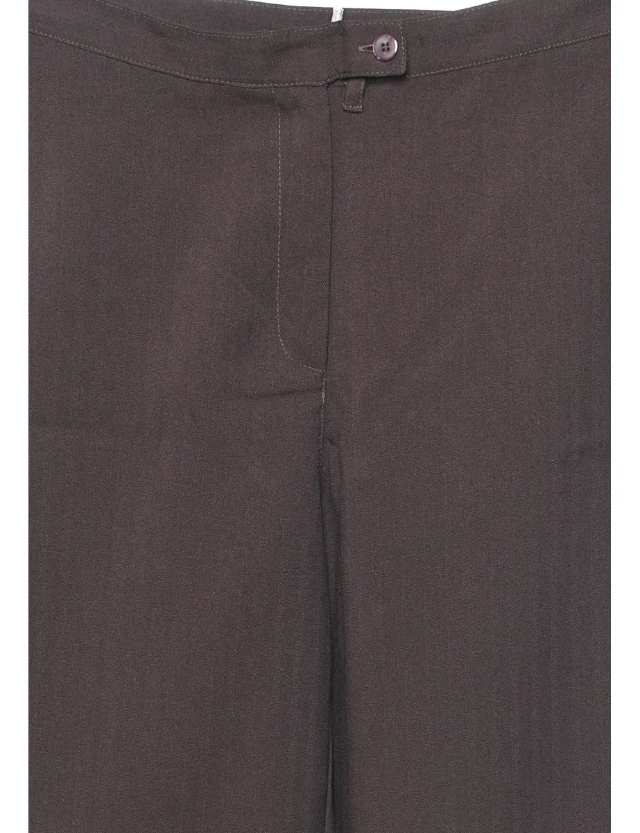 High Waist Dark Brown Cropped Trousers - W37 L28
