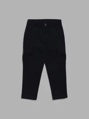 HOP Kids Solid Navy Cargo Trousers