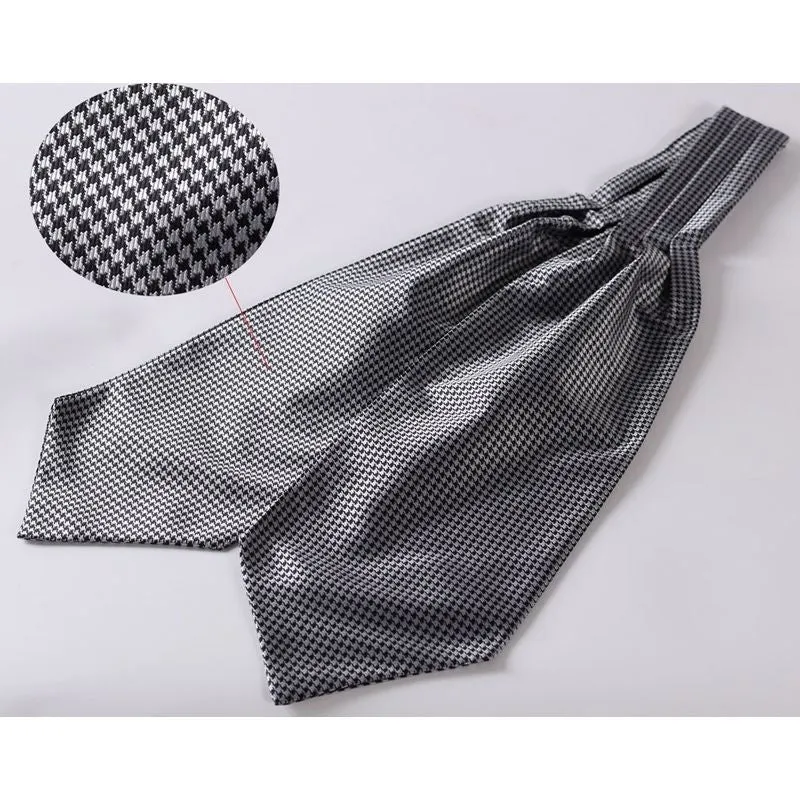 Houndstooth Ascot Cravat Scarf - GREY/BLACK