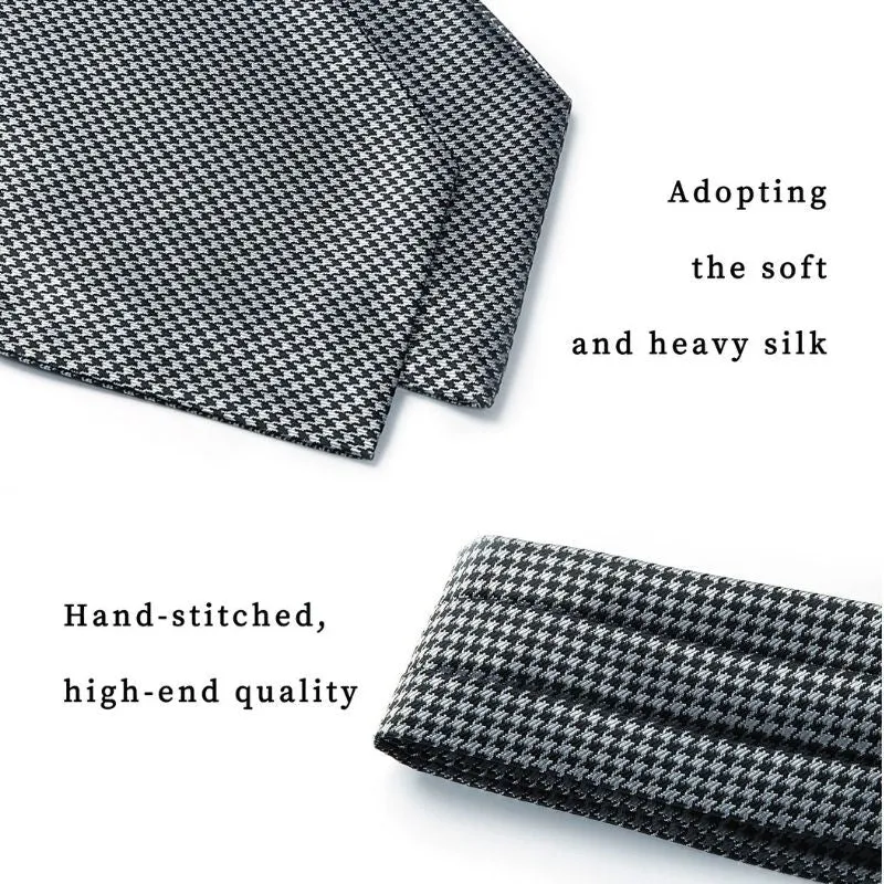 Houndstooth Ascot Cravat Scarf - GREY/BLACK
